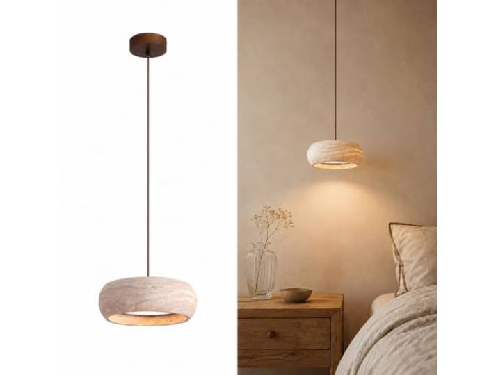 YKSJDFH LED-Kronleuchter aus gelbem Travertin, Wabi-Sabi-Stil, gelber Höhlenstein, cremefarbene Pendelleuchte, Wohnzimmer, Esszimmer, Hängelampen, Schlafzimmer, Nachttisch, kleine Hängeleuchte aus Ste
