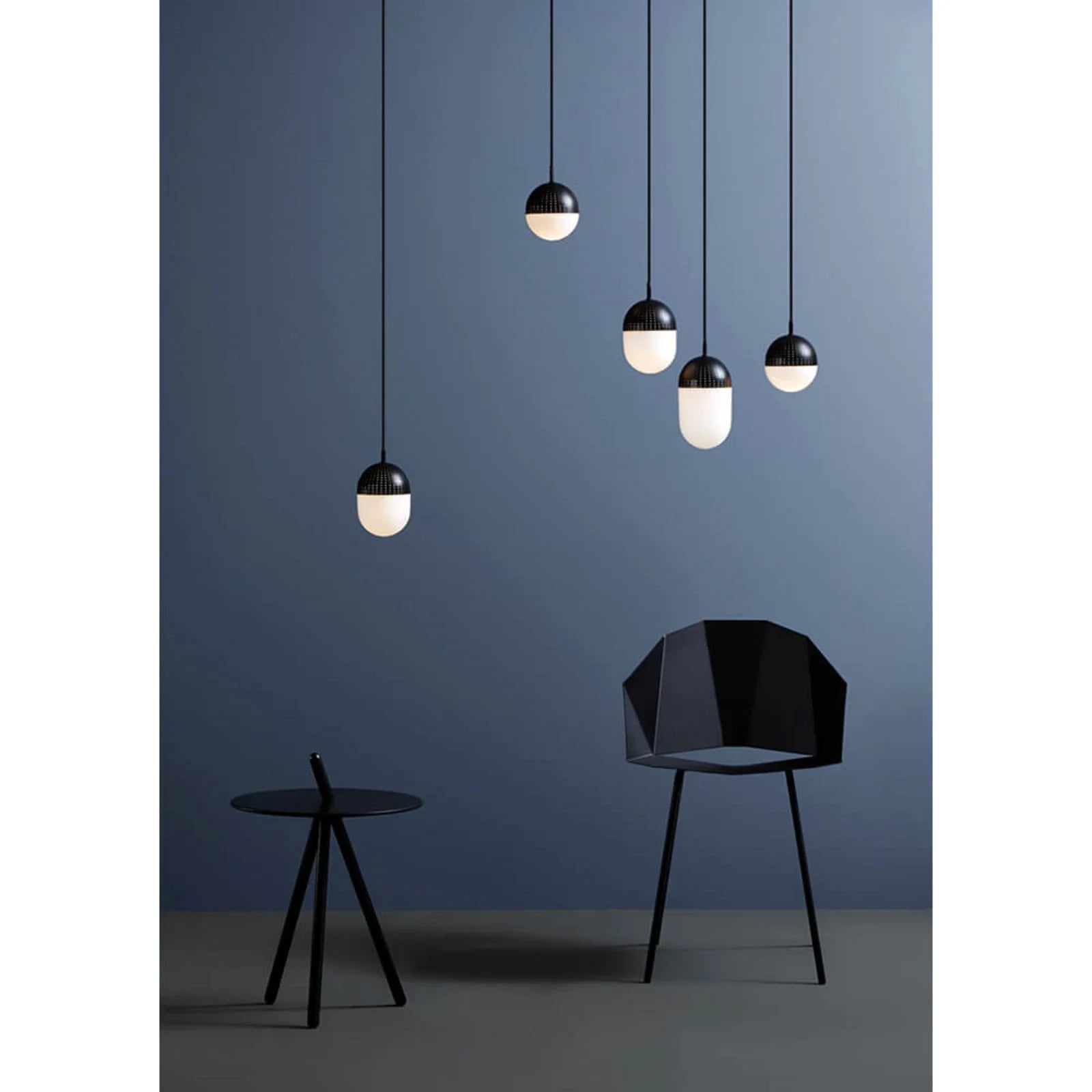 Woud Dot Hanglamp L Zwart/Opal Metaal