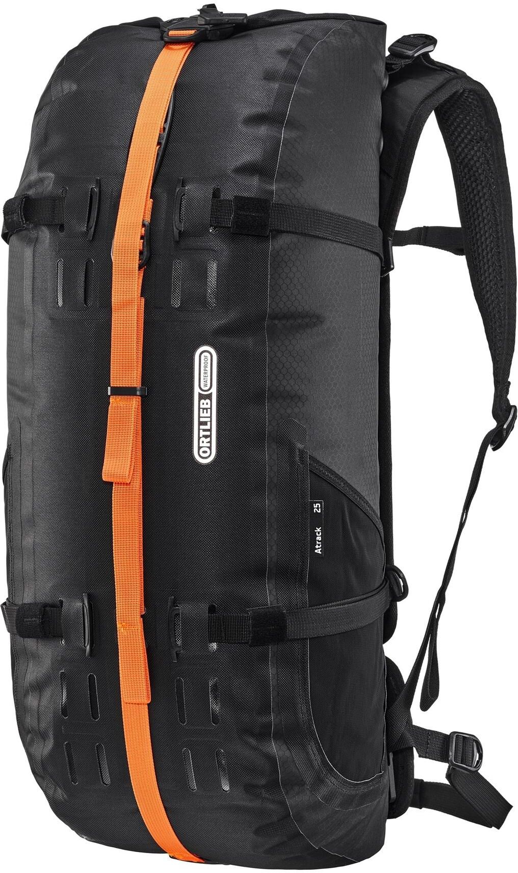 Rucksack ORTLIEB "Atrack Bike, 25 l", schwarz (schwarz, schwarz matt), Rucksäcke, Herren, B/H/T: 56cm x 25cm, Kunstfaser, Nylon, Textil, Rucksack, H:56cm T:25cm schwarz, schwarz matt B/H/T: 56cm x 25cm