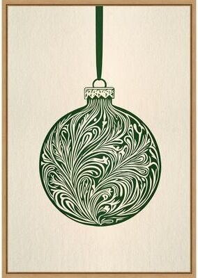 Amanti Art Olive Green Christmas Bauble by Pictufy Studio (23 x 33 in.), Framed Canvas Wall Art Print - Sylvie Natural