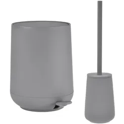 Zone Denmark Bad Accessoires 2tlg Set Pedaleimer und Toilettenbürste grau