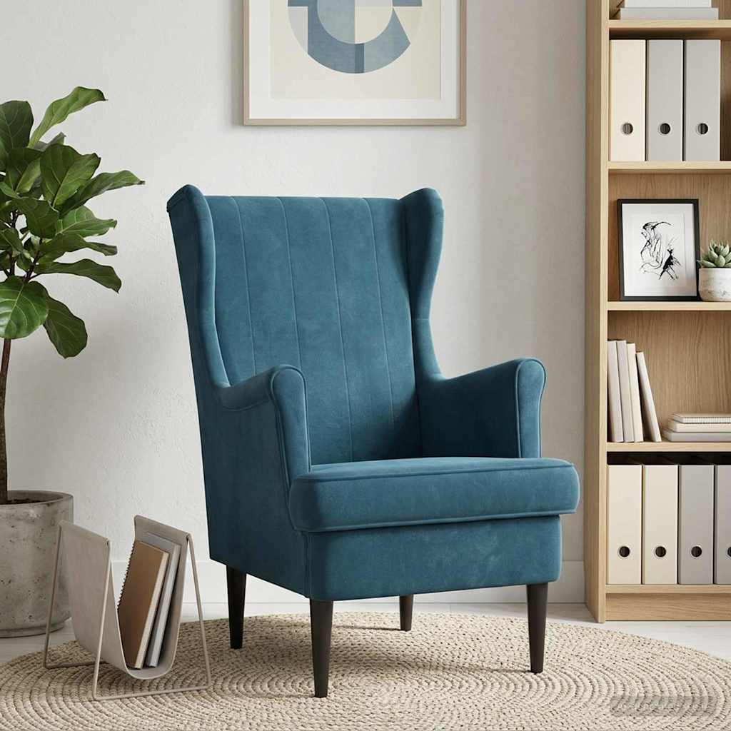 vidaXL Fauteuil Bleu Velours