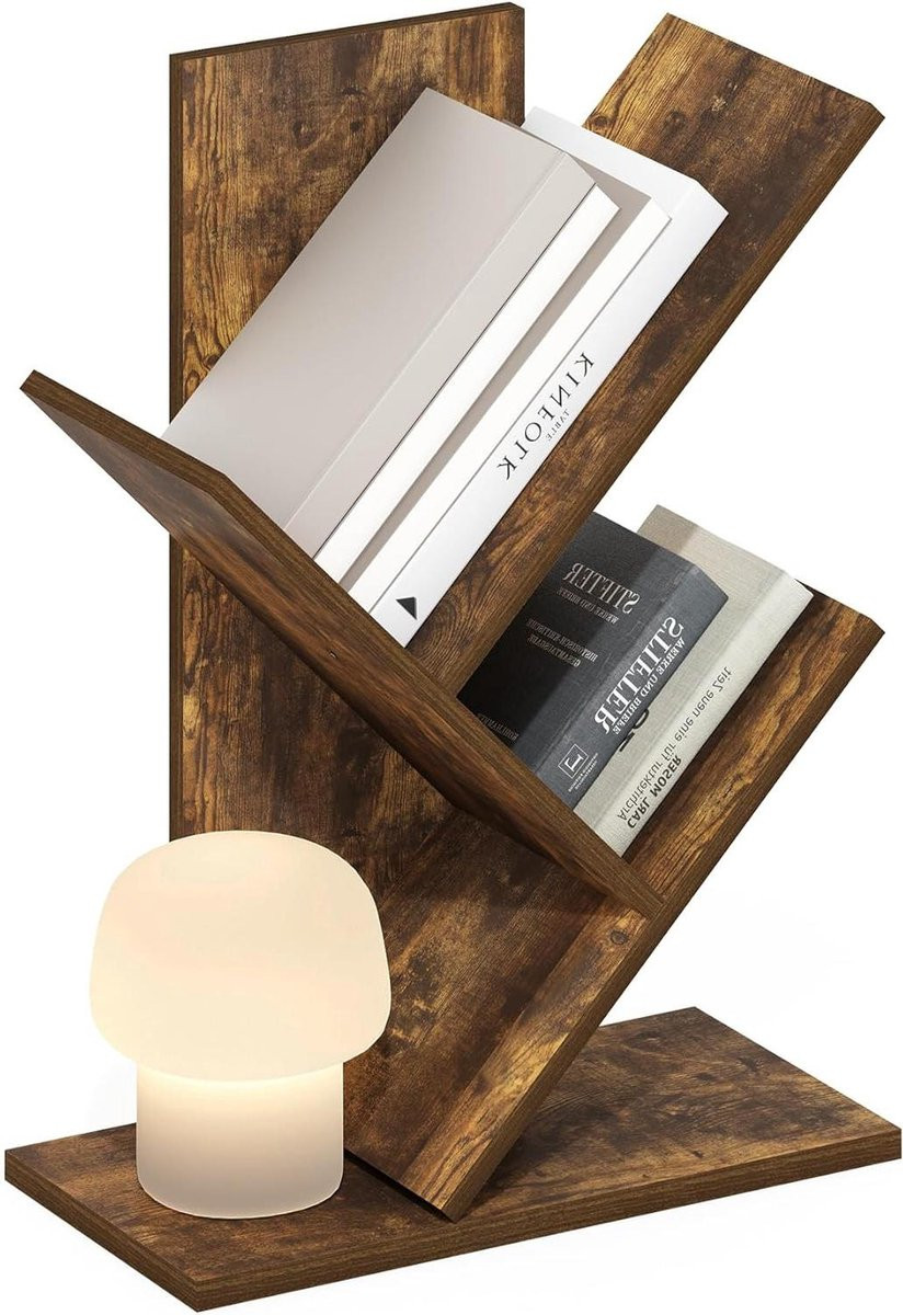 Boekenplank boom - Decoratieve staande boekenkast - Amber Pine - Hoogte: 54 cm