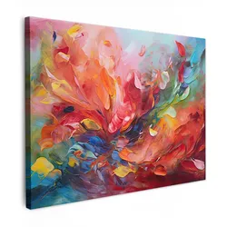 LEINWANDBILD Ölgemälde - Kunst - Abstrakt - Farbenfroh Wandbilder 80x60 cm
