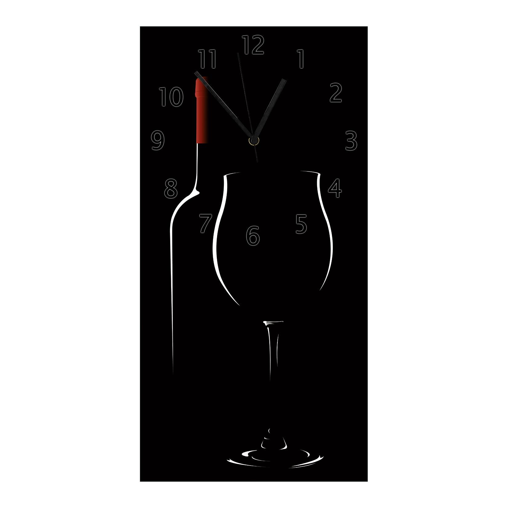 Wallario Uhr 30 x 60 cm, weiße Zeiger Rotwein bei Nacht
