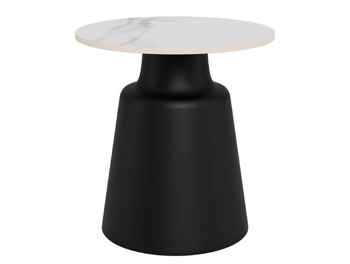 Table basse Landeo - 45 cm Ø 45cm Blanc/Imitation marbre blanc