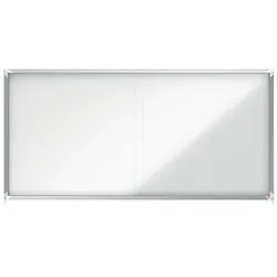 Nobo abschließbarer Schaukasten mit magnetischer Notiztafel, Praktische Schiebetüren, 27 x A4, Premium Plus, Weiß, 1902572