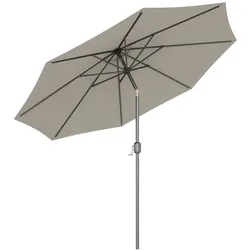 Outsunny 295 cm runder Marktschirm, Terrassenschirm mit Kurbel und Neigefunktion, Outdoor-Sonnenschirm für Garten, Terrasse, Rasen, Hellgrau