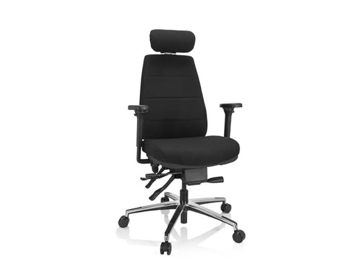 hjh OFFICE 608992 Profi Bürostuhl Phoenix PRO I Stoff Schwarz ergonomischer Drehstuhl, individuell einstellbar