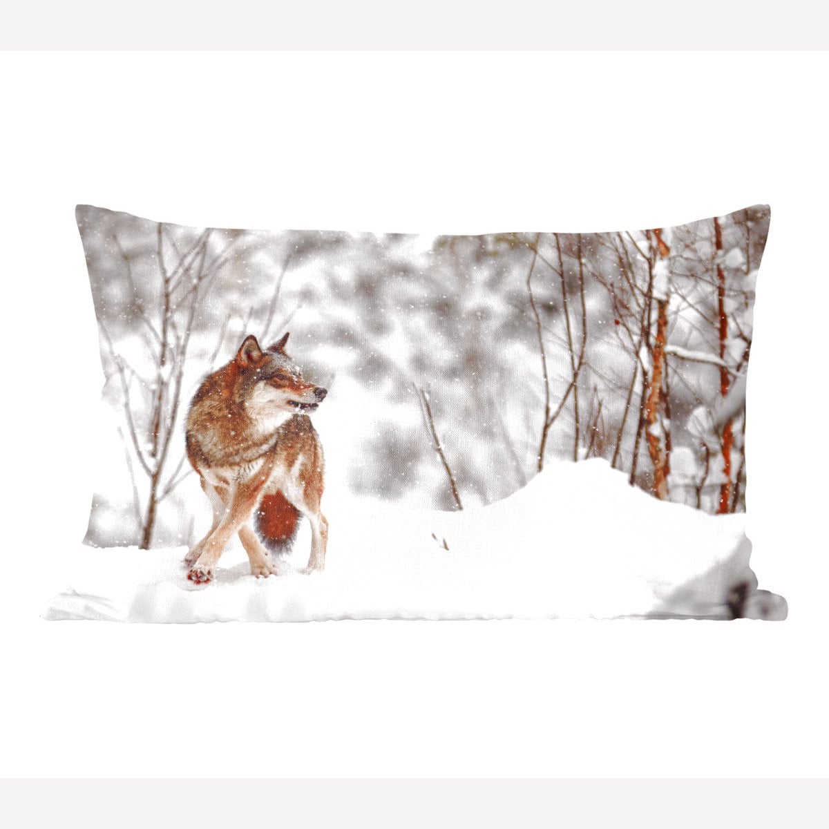 Sierkussen Wolf Winter Sneeuw Natuur - 50 x 30 cm