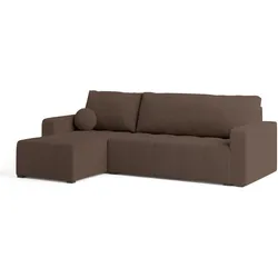 ECKSOFA VOLIRA Braun Boucle-Stoff mit Schlaffunktion