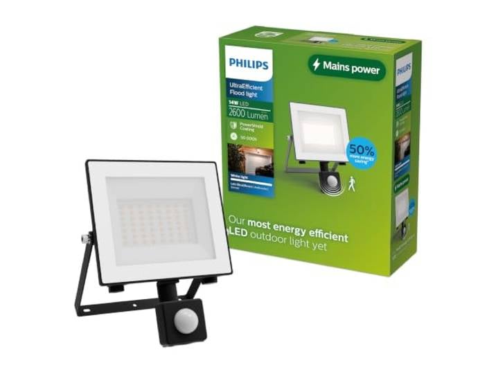 Philips Lois ultraeffizienter Flutlichtstrahler für den Außenbereich, inkl. Bewegungssensor, 14 Watt, 3000K weißes Licht, Anthrazit