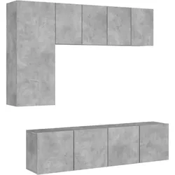 Helloshop26 - Multimedia-TV-Möbel TV-Regal Sideboard TV-Möbel für Esszimmer Wohnzimmer Schlafzimmer 5-teilig Holzwerkstoff grau 02_0029267