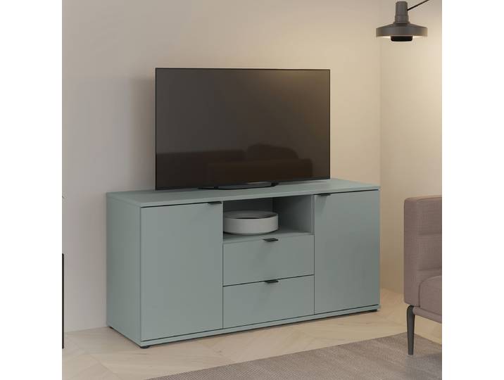 TV-Lowboard Spanplatte, foliert Grün/Mintgrau 63cm