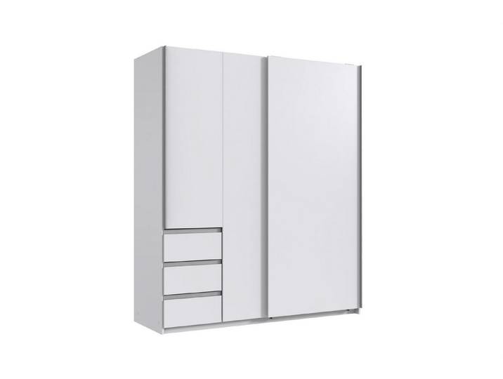 Wimex Schwebetürenschrank 3 Schübe, in WEISS - 168x198x63cm (BxHxT)