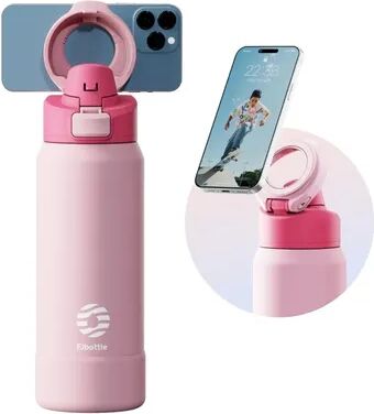 Universal Stock Magnetic Water Bottle With Phone Holder Insulated Stainless Steel Sports Bottle pink
