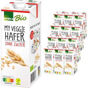 Edeka Haferdrink aus europäischem Hafer, My Veggie, BIO, zuckerfrei, je 1 Liter, 12 Stück
