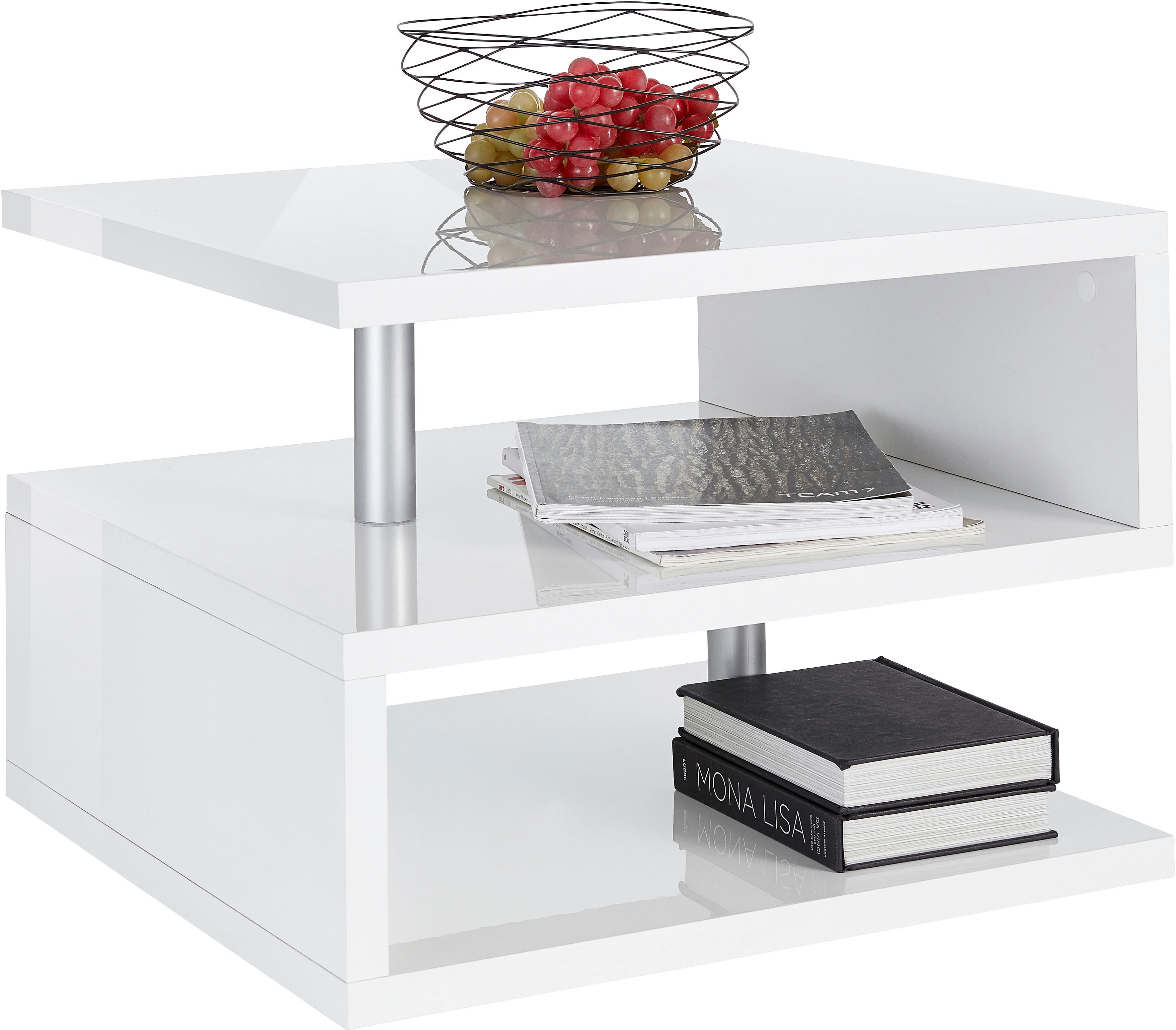 Couchtisch HOME AFFAIRE "ZETA- Kaffeetisch, Sofatisch, Wohnzimmertisch, Breite ca. 55 cm", weiss (weiß hochglanz), B:55cm H:41,5cm T:55cm, Tische, Couchtisch, Made in Italy, mit Ablagemöglichkeit, 55x55 cm weiß hochglanz B/H/T: 55cm x 41,5cm x 55cm