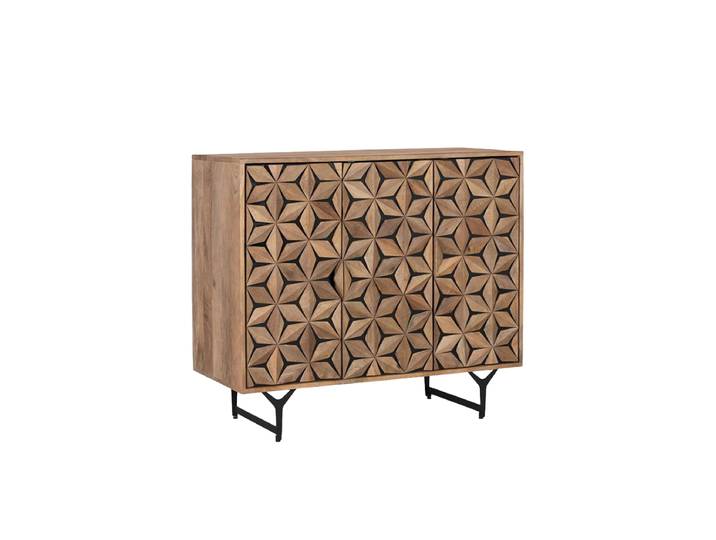Design Sideboard „Mysore“ Mangoholz Natural, Schwarz 100 x 90 x 40 cm Giner & Colomer