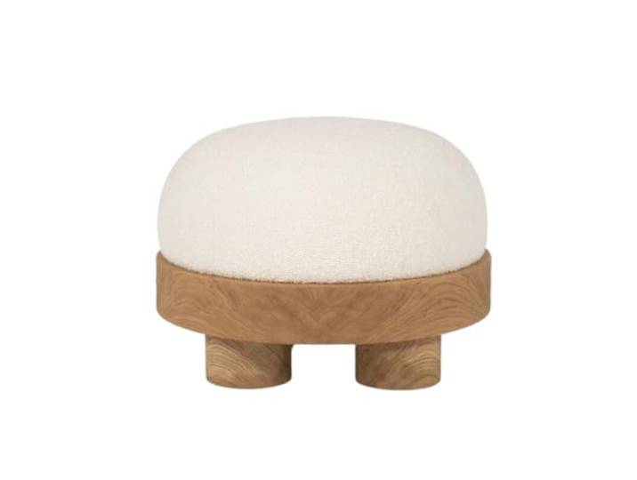 YANG11FAN Vielseitig Gepolsterter runder Hocker aus Holz, geeignet for Schlafzimmer(Weiß)