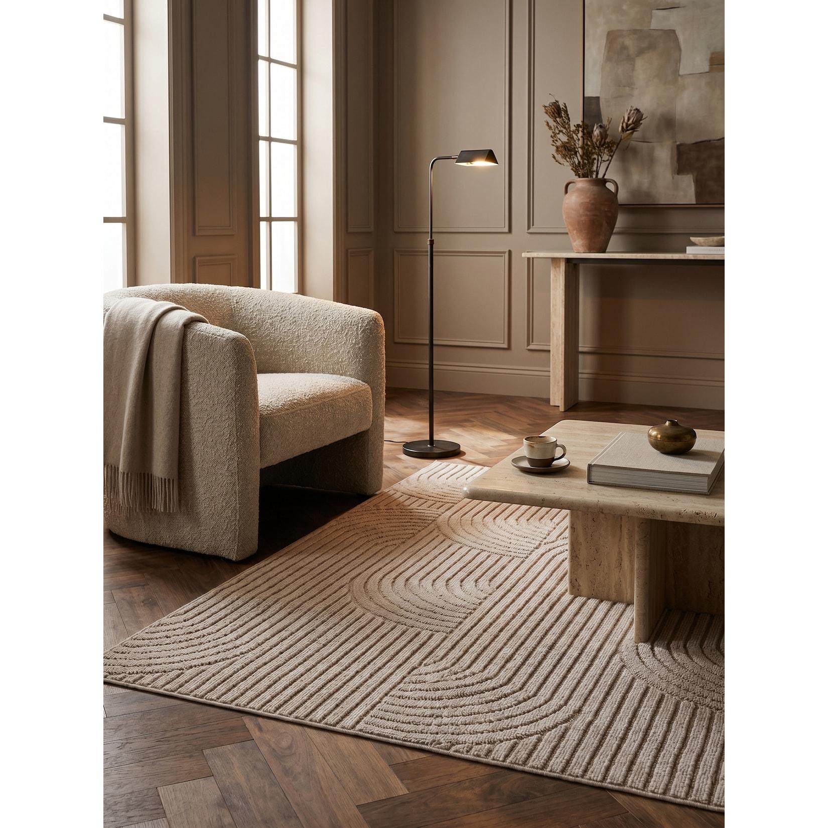 Flachgewebe-Teppich Hoch-Tief-Bögen Beige 120x170 cm Hoch-Tief Bögen