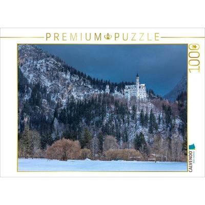 CALVENDO Puzzle Winterstimmung am Schloss Neuschwanstein bei Hohenschwangau | 1000 Teile Lege-Größe 64 × 48 cm Foto-Puzzle für glückliche Stunden