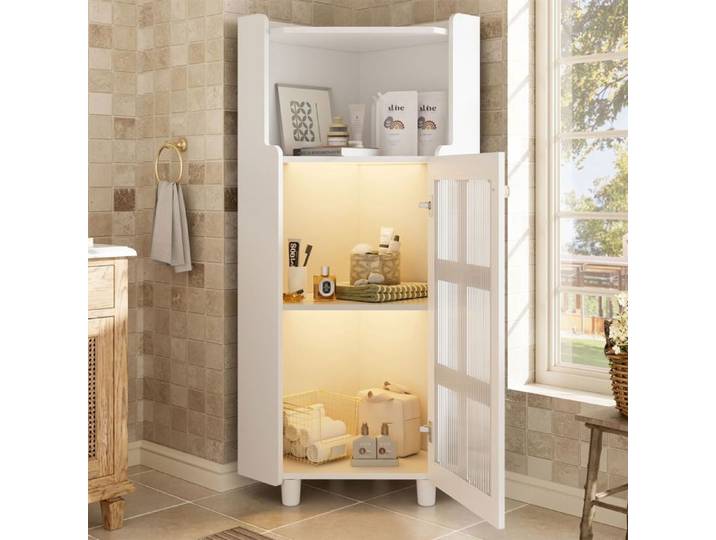 Armoire d'angle LED 63 5×124 cm blanc