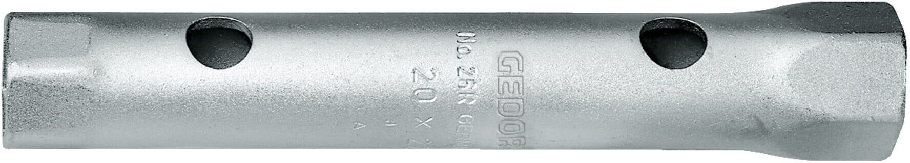 Gedore Doppelsteckschlüssel, 13 + 14 mm, 6-kant, 140 mm lang, Werkzeug für Muttern KFZ, 26 R 13x14, Stahl verchromt (6211100)