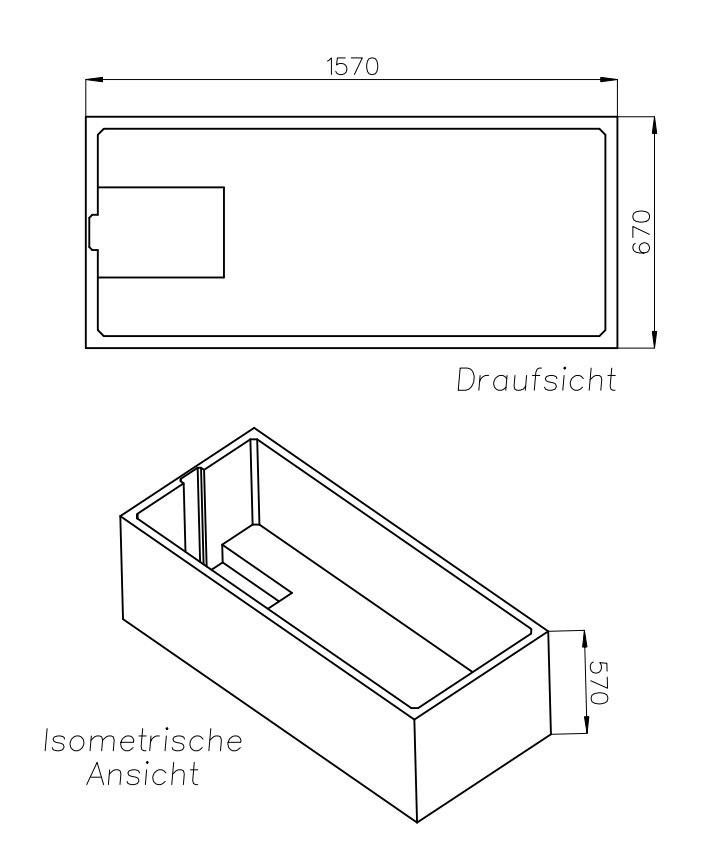 Neuesbad Wannenträger für Vitra S 50 KFW 160x70 SW85155