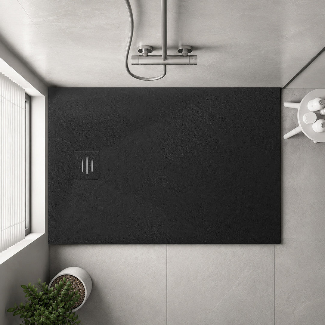 Belfry Bathroom Slip-Resistance 32mm H Rectangular Black Shower Tray Black 1700 x 900mm