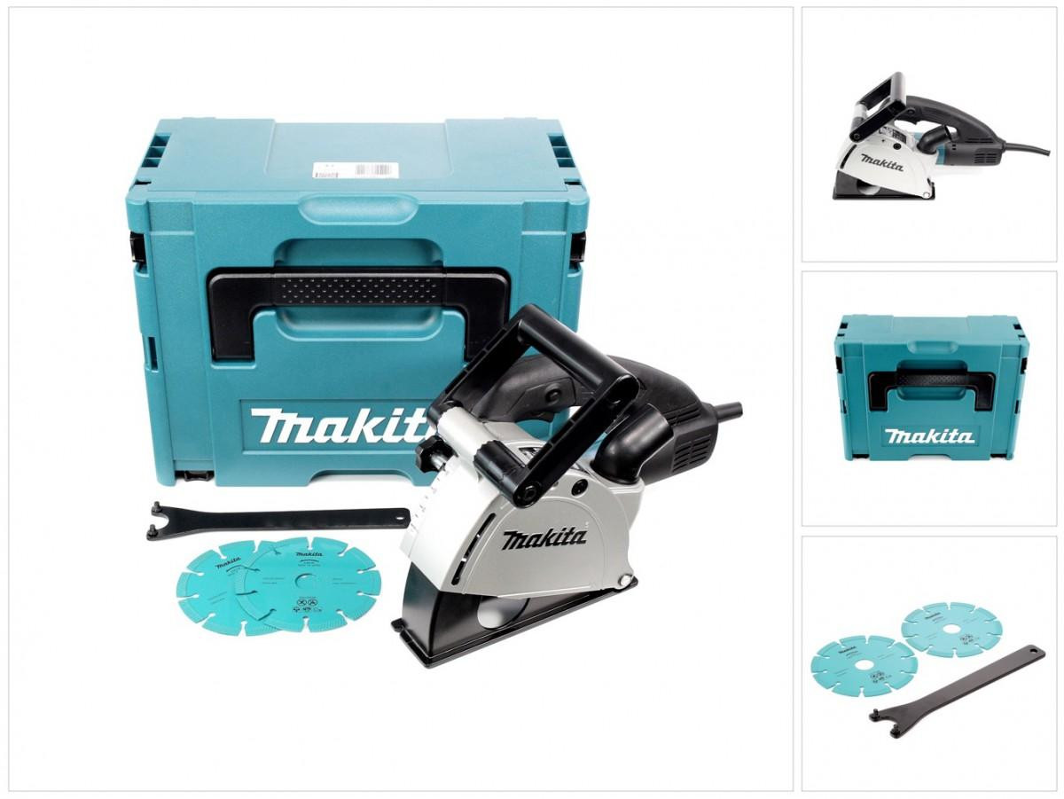 Makita SG 1251 J muurfrees met 1.400 watt in Makpac inclusief 2 diamantschijven van 125 mm