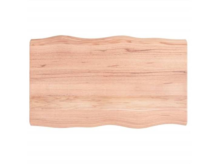 GHVBNMF Tischplatte Massivholz Eiche 100x60 cm Behandelt mit Baumkante Handgefertigte Eichenholztischplatte mit natürlicher Baumkante und klarlackierter Oberfläche für Esszimmer und Büro.