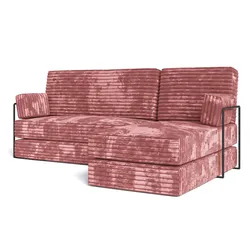 ECKSOFA NOTIA modulares Boneless Sofa mit Schlaffunktion Rosa Kordstoff