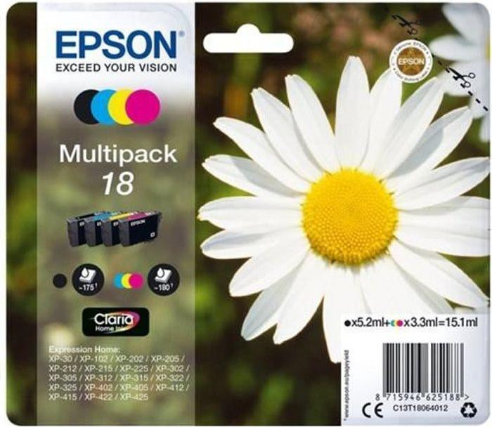 Epson T1806 Inktpatronen Multipack - Geel, Cyaan, Magenta, Zwart