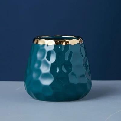 Uplifted Finds Creative Ceramic Storage Jar Elegant Concave Stria Gold Edge Tableware For Dried Fruits & Nuts green