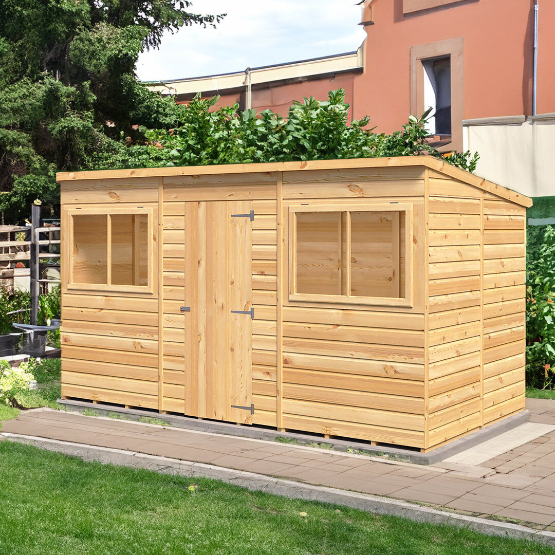 Shire GB Pent 12 x 6 Shiplap Shed Brown 359cm W X 176cm D X 202cm H
