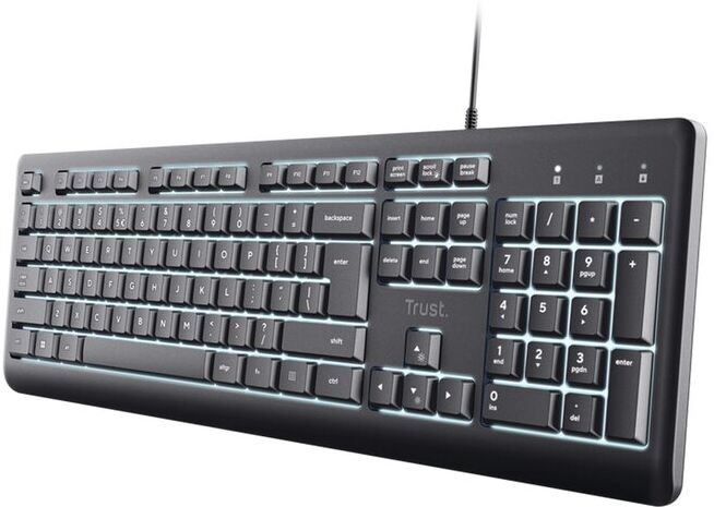 TECLADO TRUST PRIMO ILUMINADO LAYOUT PT PRETO