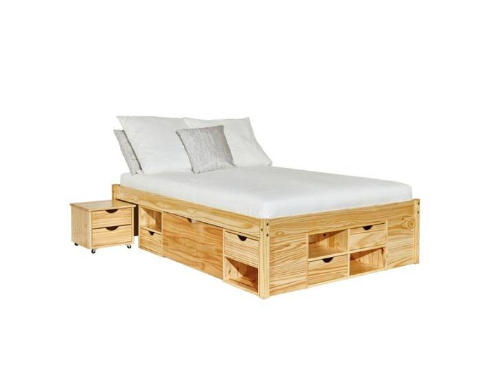 Lit Multi-Rangements  Clark  140x200cm Naturel