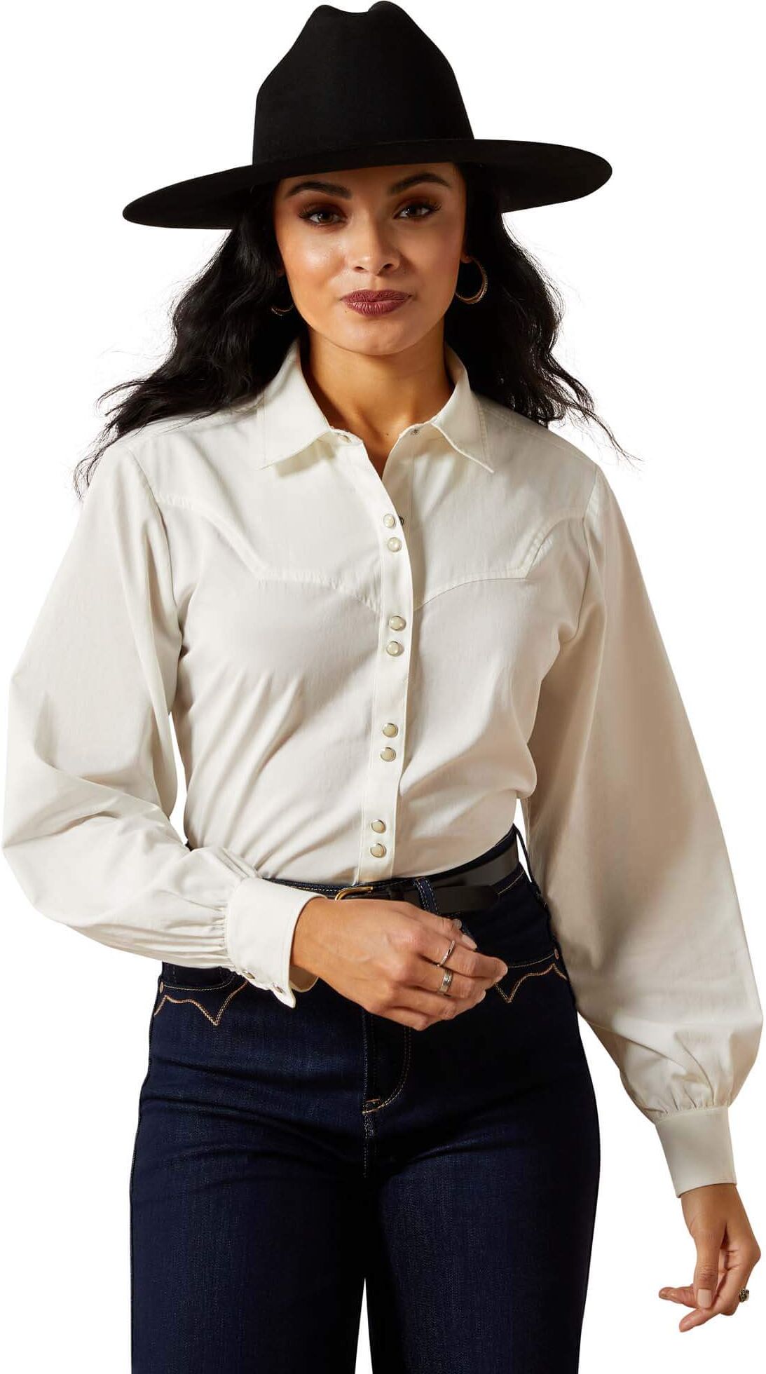 Women's Jolie Shirt in White Alyssum, Size: Medium by Ariat