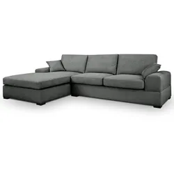 SOFA grau Strukturstoff 308 cm, Ecksofa 5-Sitzer, L-Sofa Ottomane links