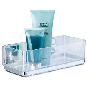 Wenko Duschablage Vacuum-Loc Wandablage Quadro, mit Saugnapf, Duschkorb, Kunststoff, 25,5 x 8,5 cm