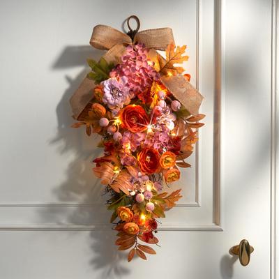 LED-Gesteck "Herbst" mit XL-Juteschleife Eldo