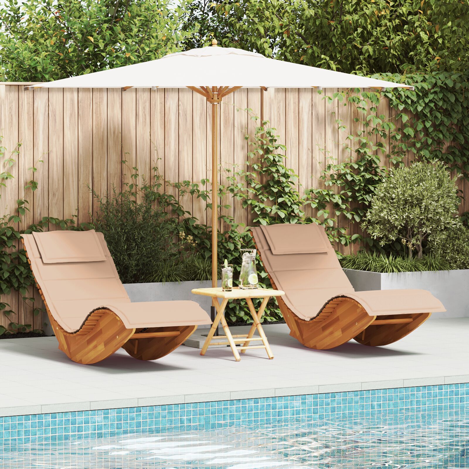 Schaukelliegen mit Kissen 2 Stk. Massivholz Akazie, Gartenstühle DesignMöbel Neu
