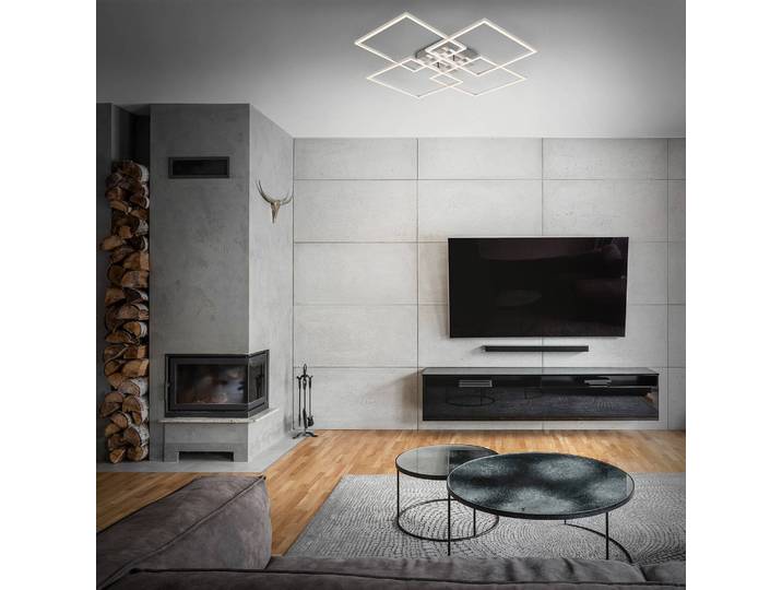 LED-Deckenleuchte Frame 72 x 8 x 72cm Silber Kunststoffart: Polycarbonat Material: Metall, Kunststoff Metallart: Eisen Oberfläche Metall: