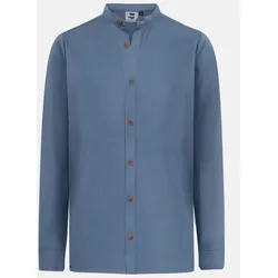 Hanseheld Stehkragen-Hemd Herren Jeans-Blau Baumwolle GOTS Organic