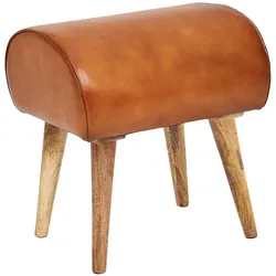 SITZHOCKER – Echtleder/Massivholz, 45x53x40 cm, modern, gepolstert
