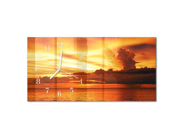 Tulup Wanduhr aus Glas 60x30 cm - Westen, Orange, Rechteckig, 60x30x0.4 cm, Dekoration, Uhren, Wanduhren