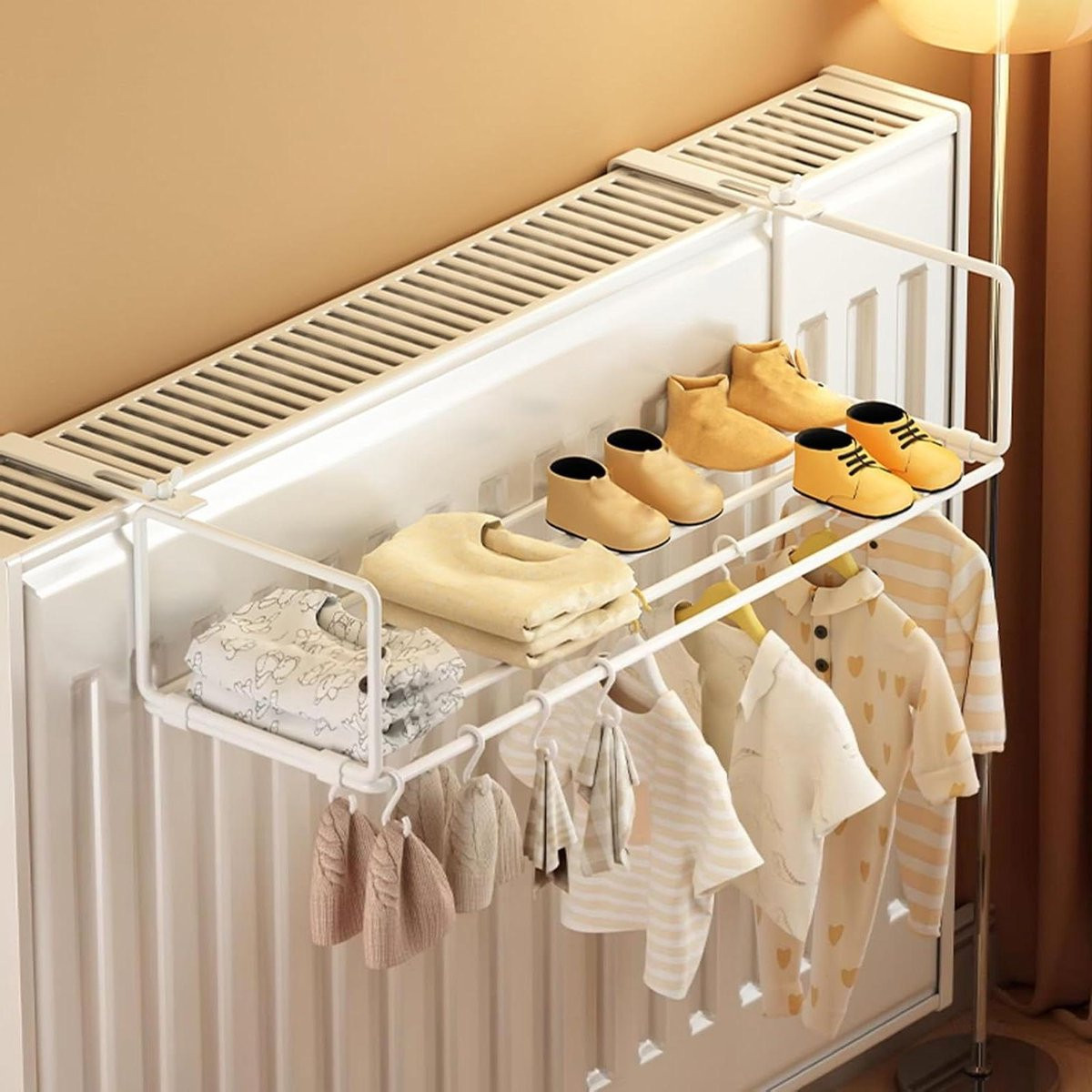 Wit opvouwbaar droogrek en radiatorrek voor kleding, breedte: 35 cm