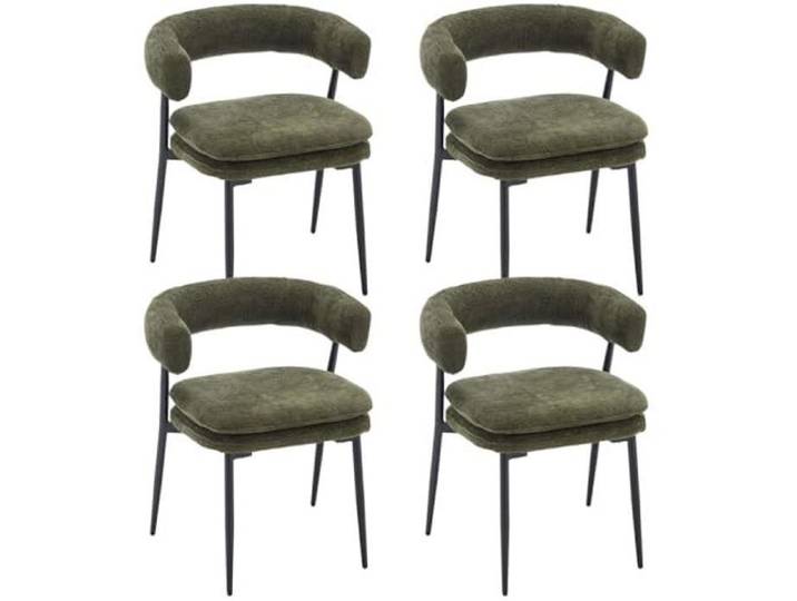Wahson Chaise de Salle à Manger Lot de 4 Chaise en Chenille Chaise de Salon Confortable et Moderne pour Cuisine et Maison Vert