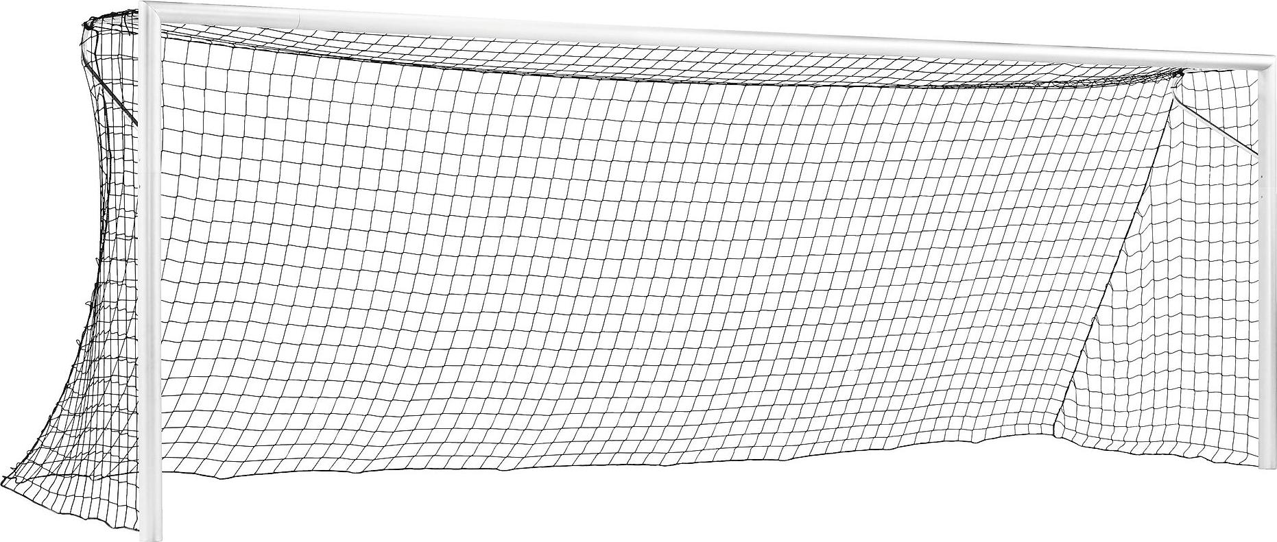 Sport-Thieme Großfeld-Fußballtor "Kompakt Plus", in Bodenhülsen stehend, weiß einbrennlackiert, Netzhalter